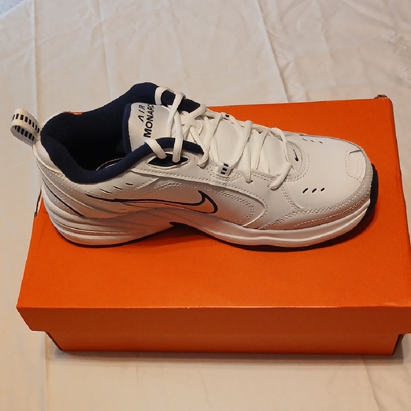 Nike Other - Nike Air Monarch IV Men's White Metallic Silver and Blue Sneakers Sz.9
